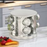 Stainless Steel 8pcs Rotating Spice Jar Rack