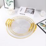 Round Acrylic  3 piece Tray with Gold handle