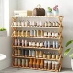 Collapsible Bamboo Shoe Rack