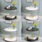 Round Marble Design Wooden Bedside Table
