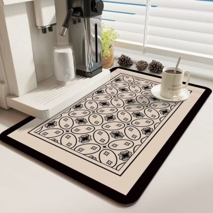 Pattern Kitchen Absorbent Mat - Oval